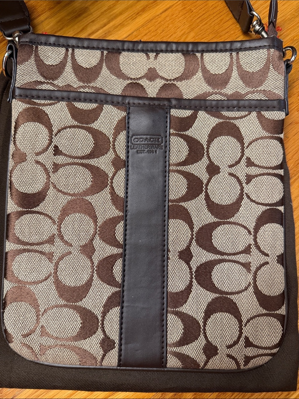 Coach Brown and Tan Signature crossbody